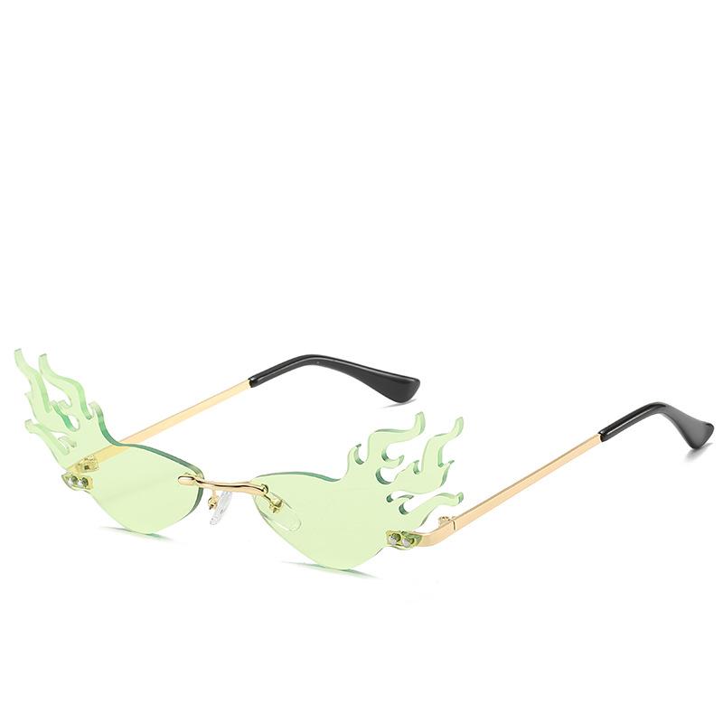 2020 Trend Flame Sunglasses, Men'S And Women'S Metal Frameless Street Sunglasses, Wide-Brimmed Glasses