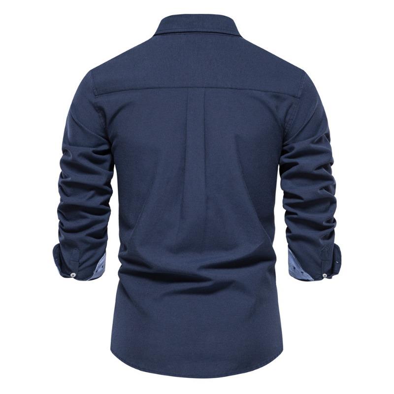 Herre Euro Fit Slim Fit Ensfarget Langermet Fritidsskjorte