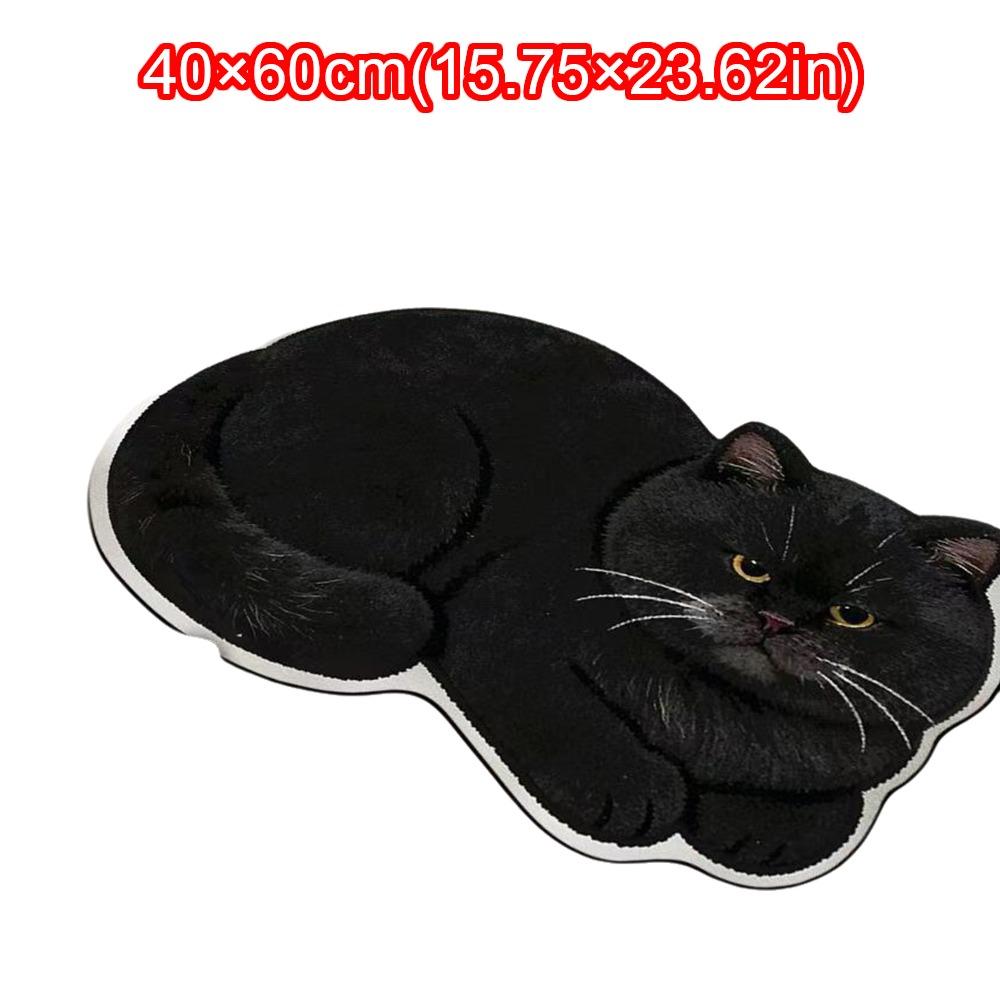 Special-shaped Cat Shaped Rug Soft Surface Animal Door Mat Cute Cat Floor Mat Bathroom Decor Style 2 -40x60cm