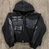 LUXEON Europäische und Amerikanische Mode Lässiger Übergroßer Hoodie Herren Y2k Retro Anime Print Jacke Gothic Harajuku Reißverschluss Sweatshirt