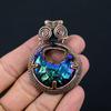Titanium Druzy Gemstone Copper Wire Wrap Handmade Pendant Jewelry Gift For Love