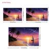 2D Vacation Themed Backdrop, Starry Ocean Sunset with Palm Trees & Sailboat Banner