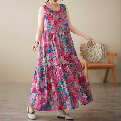 Rochie de vară fără mâneci, pulover, largă, mărime plus, fustă în A