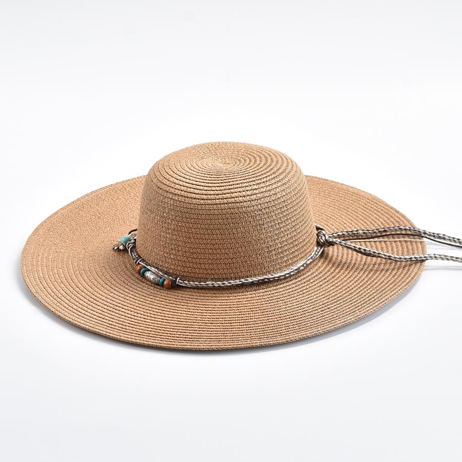 Summer Women Wide Brim Beach Sun Hat Simple Floppy Straw Hat Foldable Travel UV Protection Lady Cap