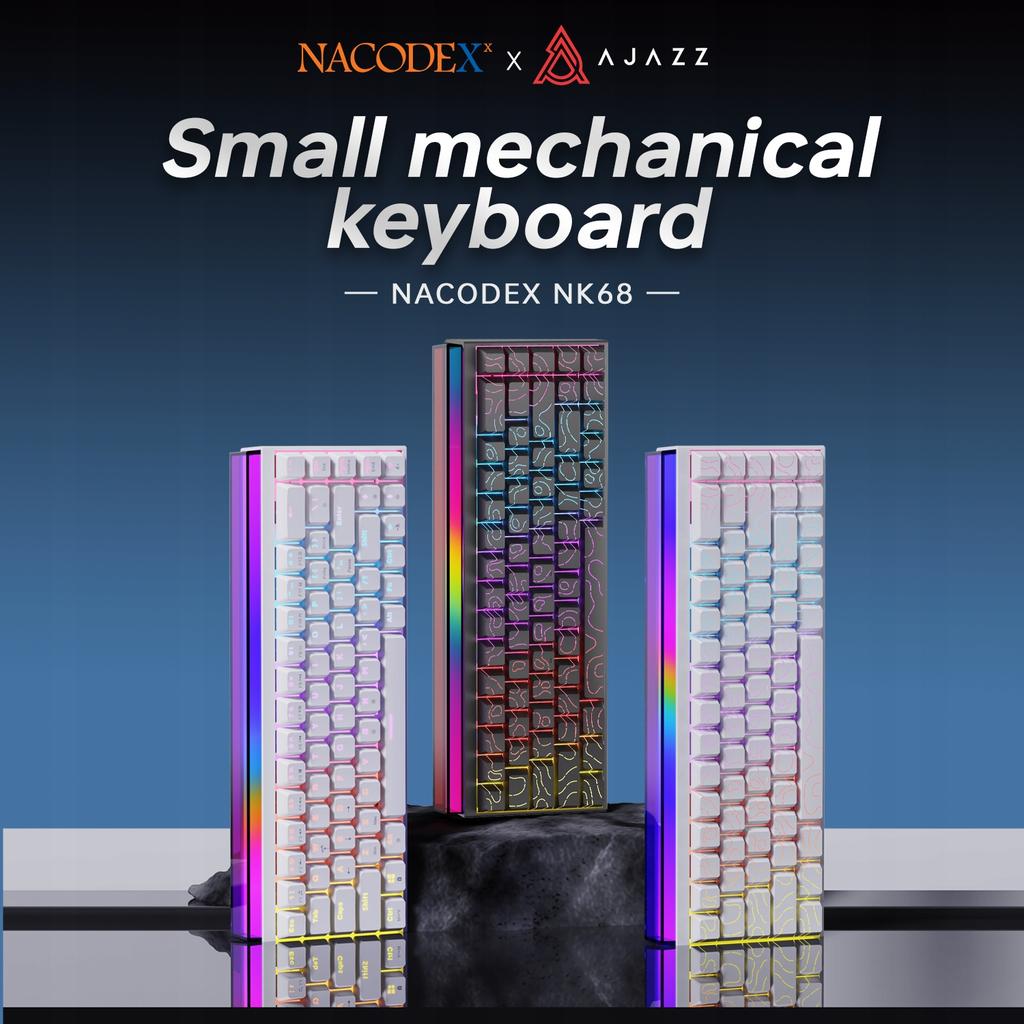 NK68 Schwarze Contour Mechanische Tastatur Lila RGB-Streifen 60% Für Gamer