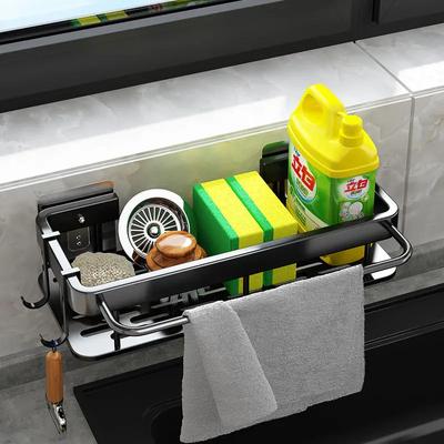 Supporto per lavello da cucina, supporto portaoggetti in alluminio spesso, per portasciugamani e spugne, cestello portaoggetti, mensole per bagno