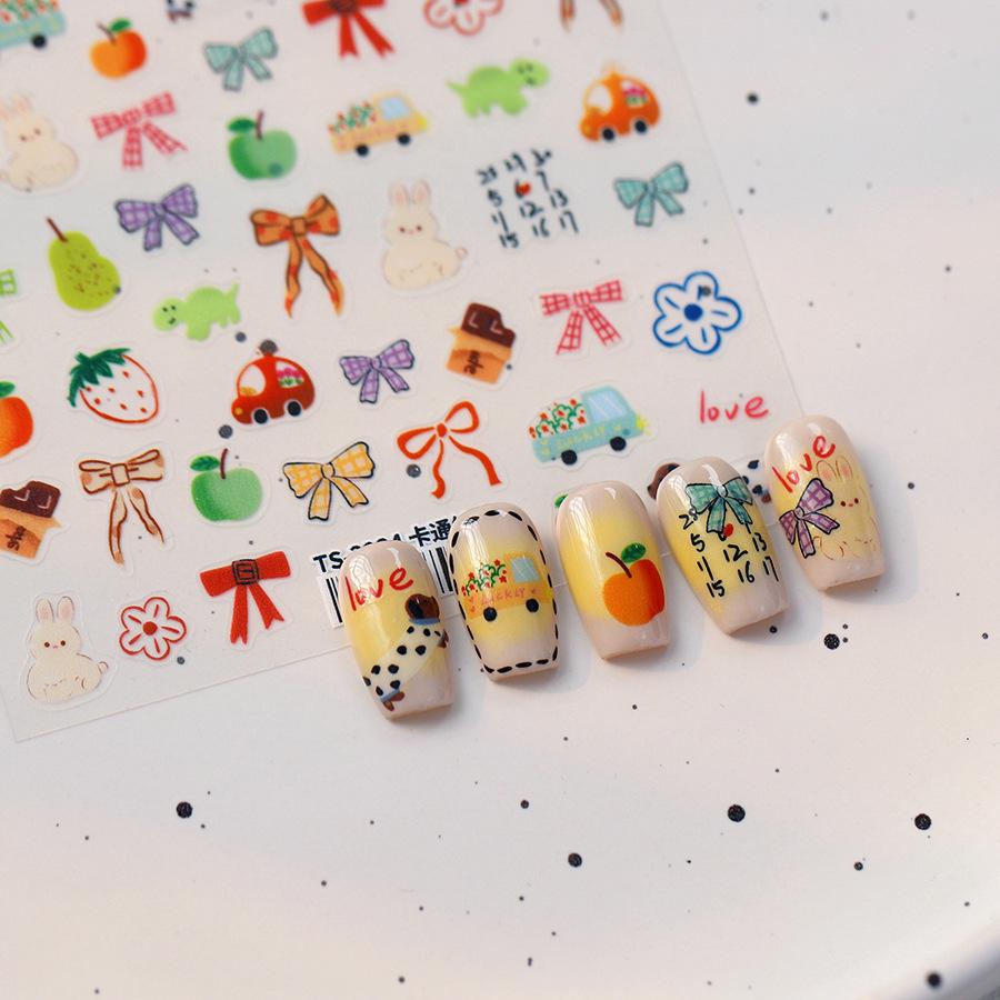 

TENSOR TS-3924 Frosted Cartoon Nail Stickers: Cute Translucent Embossed Nail Art