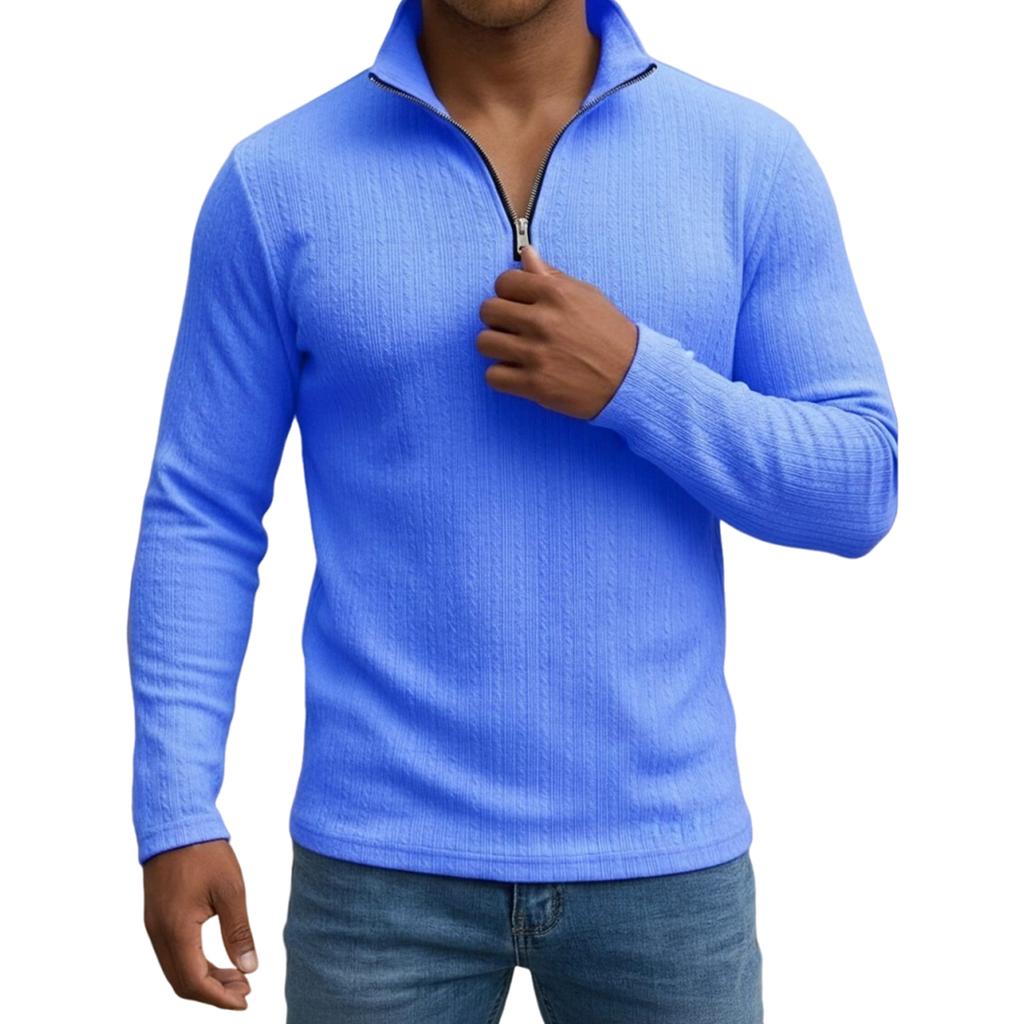 Maglia Casual da Uomo con Zip Corta e Maniche Lunghe