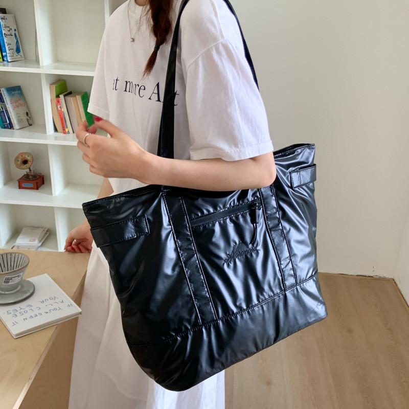 Simple Large Capacity Letter Embroidered Tote Bag For Women Summer Casual Daily Use