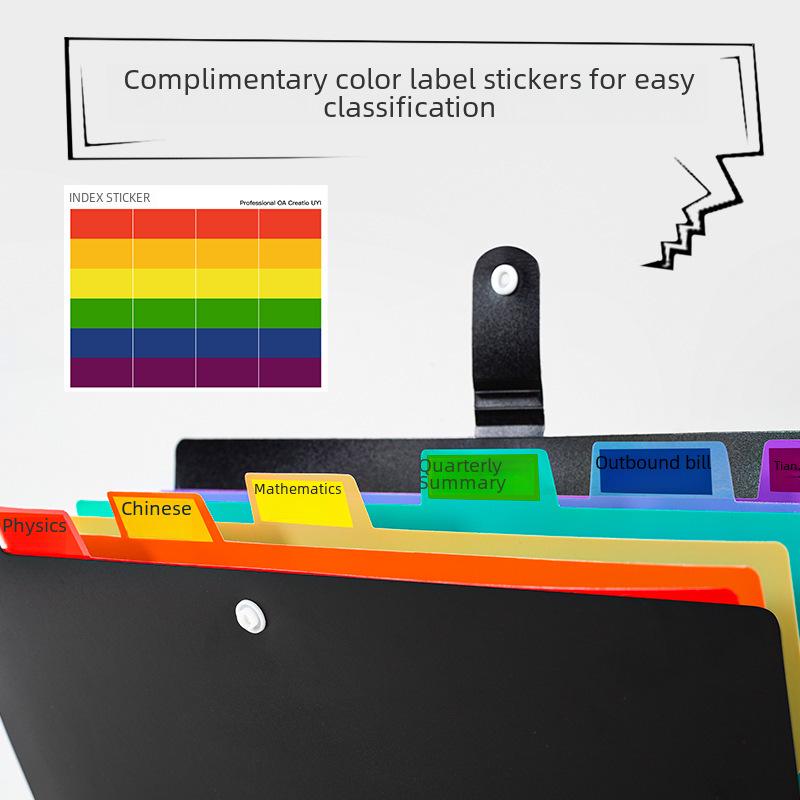Multi-layer A4 Classification Folder with 7 Color Tabs for Student Test Papers