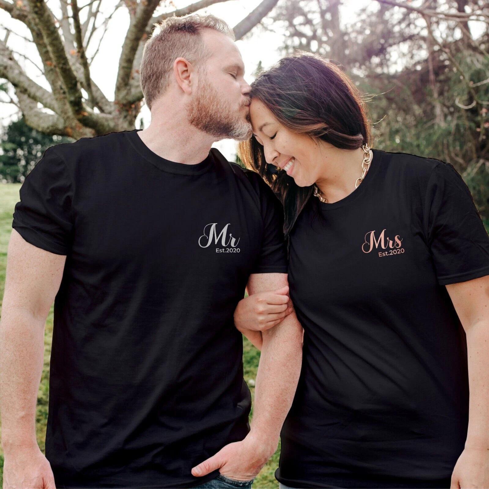 Mr and Mrs Matching Shirts Just Married TShirt Anniversary Gift for Wife Husband S