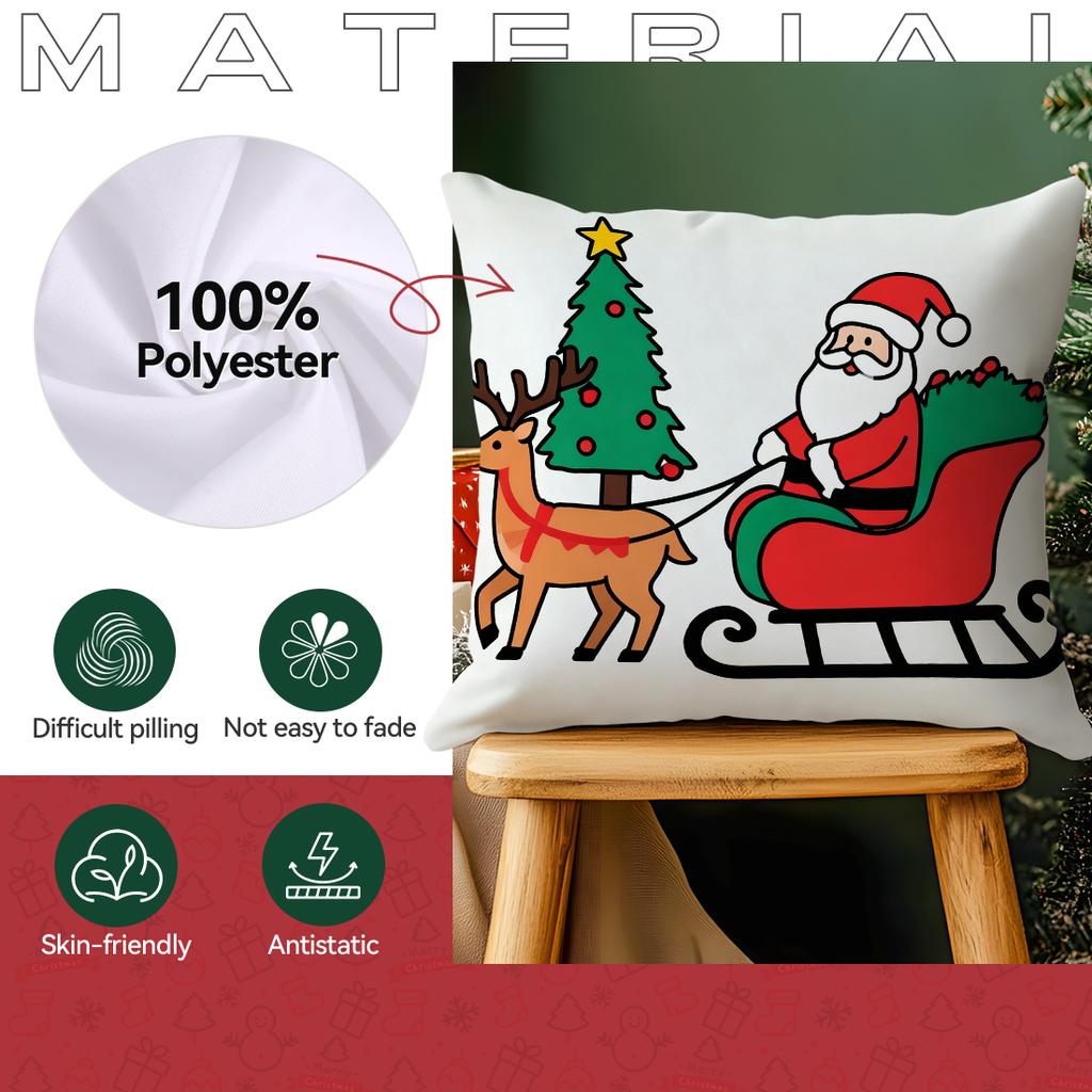 Cartoon Christmas Theme Pillowcase Printed Polyester 40/45/50Cm Throw Pillowcover Decorative Sofa Cushion Pillowslip Home Decor