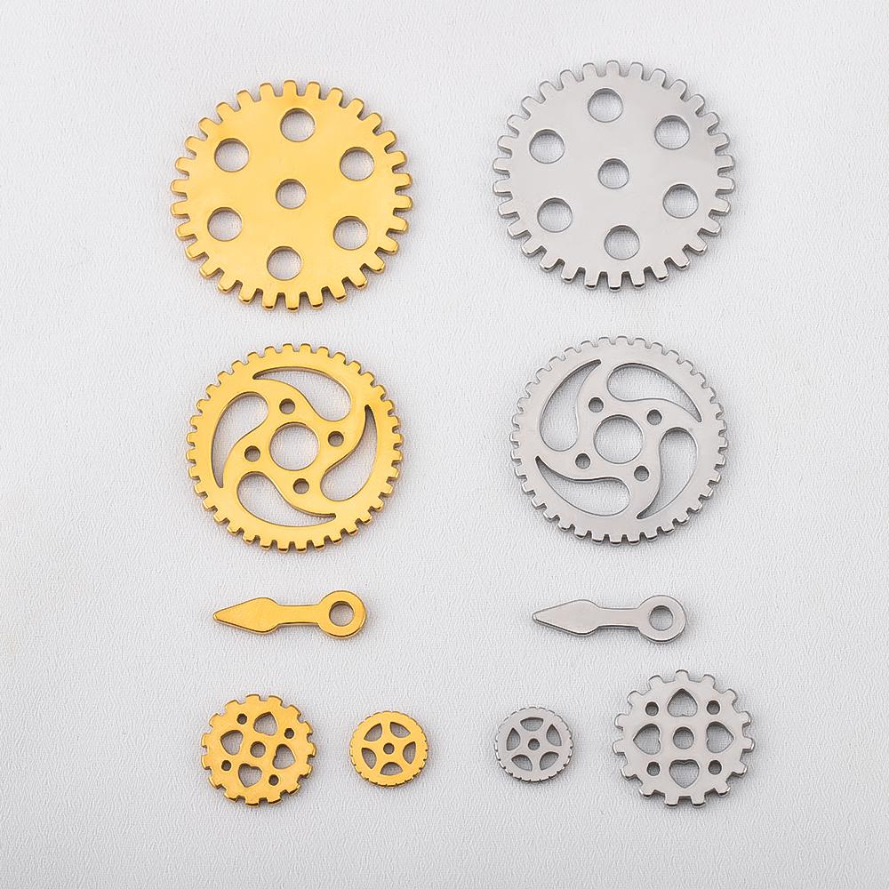 15pcs Stainless Steel Mechanical Steampunk Cogs Gears Clock Hour Hand Pendant Necklaces Bracelets Charm DIY Jewelry Making Decro
