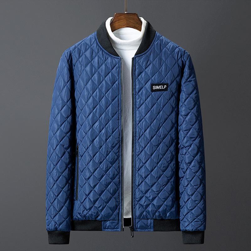 

2021 Корейская мужская легкая хлопковая ветровка - молодежная теплая весенняя куртка 4XL темно-синий