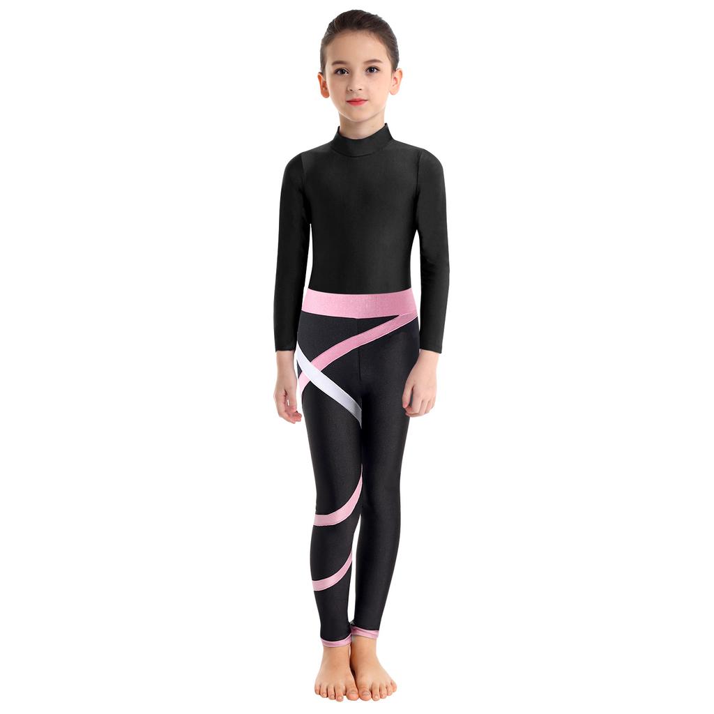 Mädchen-Gymnastik-Outfits, Kinder-Tanz-Ballett-Trikot und Stretch-Leggings-Set, athletischer Biketard