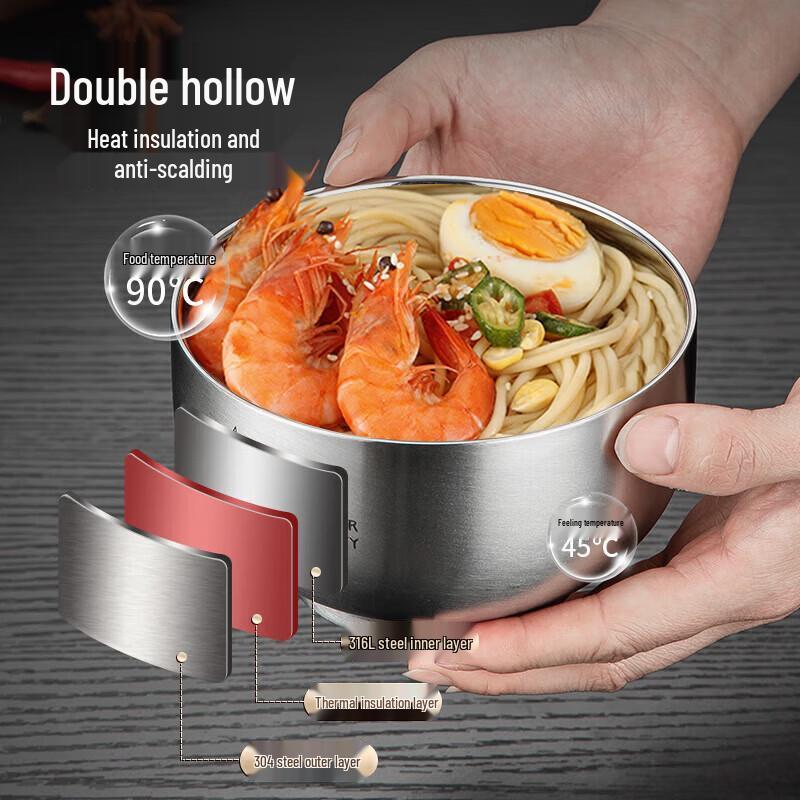 MAXCOOK 316L Stainless Steel Double-Layer Insulated Bowl