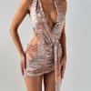 European and American Style Zebra Pattern Deep V Backless Neck Dress, Summer New Spice Girl Hip Skirt