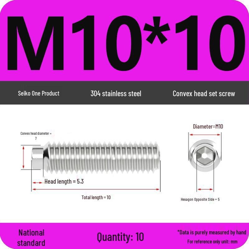 304 Stainless Steel Cup Point Grub Screw - Sizes M3 To M10
