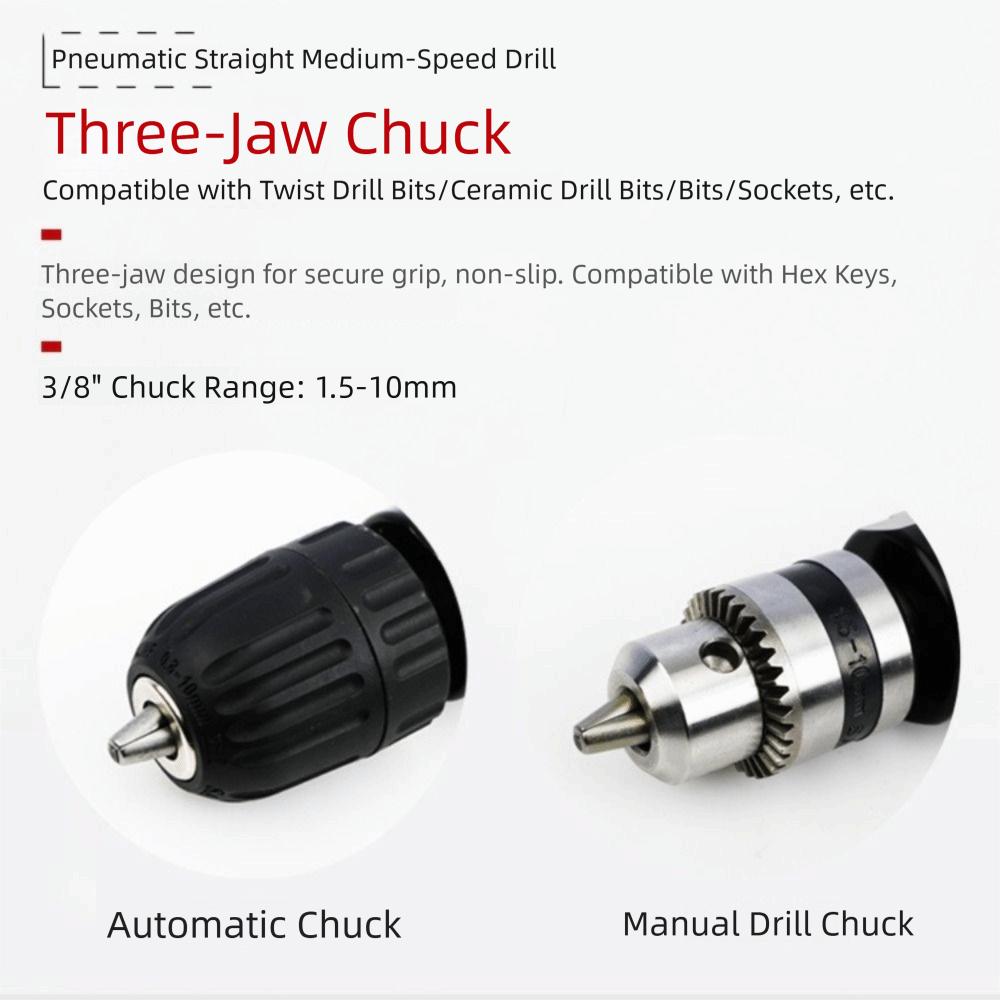 Machine Tool 3/8 Inch Air Drill Self-Locking Large Torque Straight Drill Gun Air-Operated Mini Sanding Machine Industrial Use