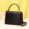 2025 New Brand Fashionable Small Square Shiny Crocodile Pattern Crossbody Handbag with Snake Head Design for Women