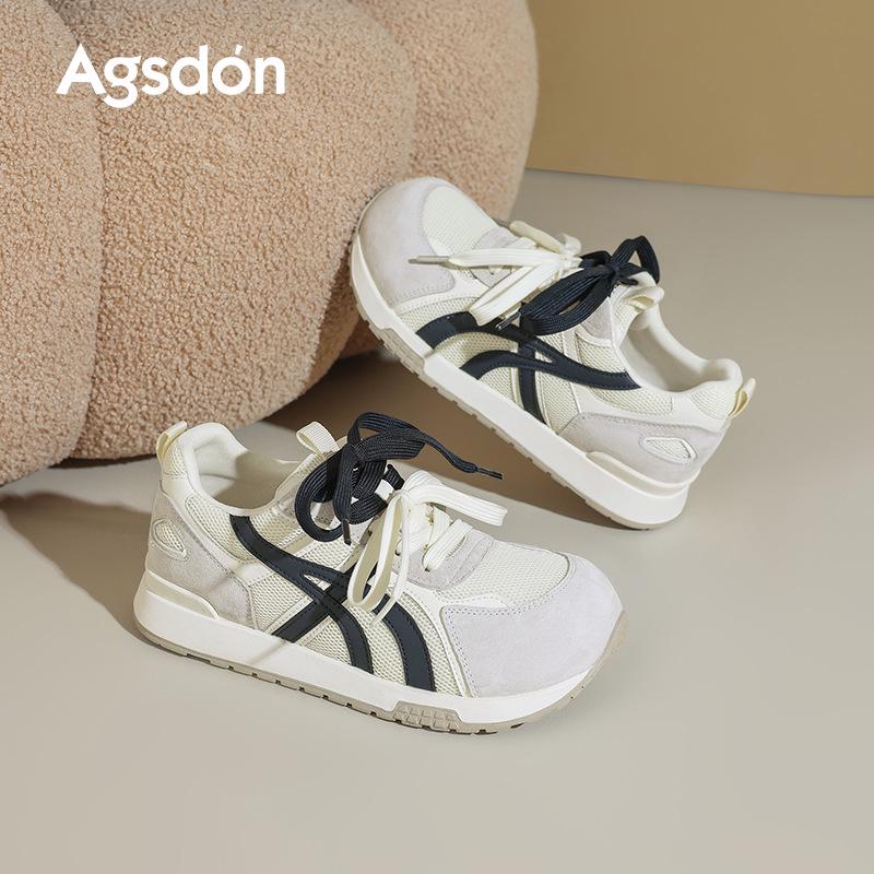 Augusdon 2025 Women's Retro White Ballet Sneakers