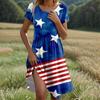 Women's Casual Fashion Round Neck Short Sleeve Independence Day Printed Midi Dress