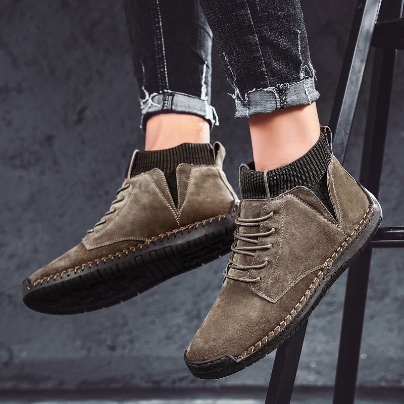 Quality Men Boots New Lace UP Men Shoes Non-slip Wearable Large Size Casual Shoes Plus Retro Trend Fashion Men Boots