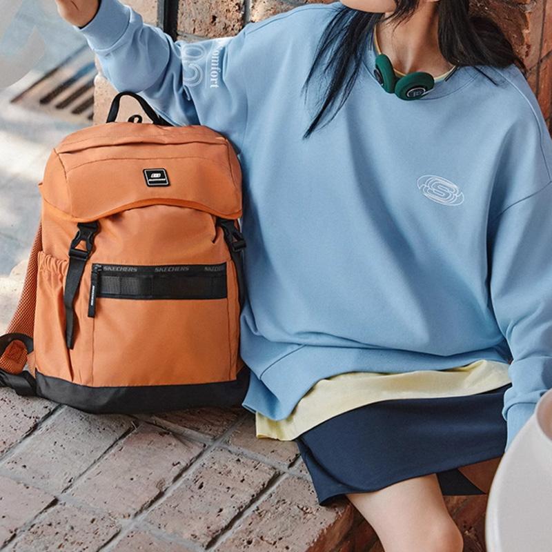 New Skechers Fabric Outdoor Bag Backpack Regular Unisex Sizzling Orange L324U038-04G4