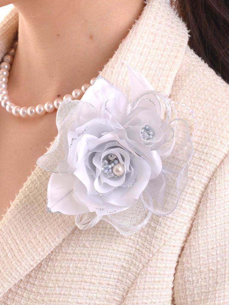 Atlasinė rožinė perlas mokyklos įėjimui darželio įėjimui išleistuvių ceremonijoms japoniškas korsažas, 294, ceremonijos, ceremonijos, (sidabras)