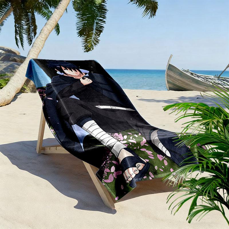 Sasuke Naruto Print Beach Towel, Large Soft Quick Dry Towel for Beach Camping Swimming