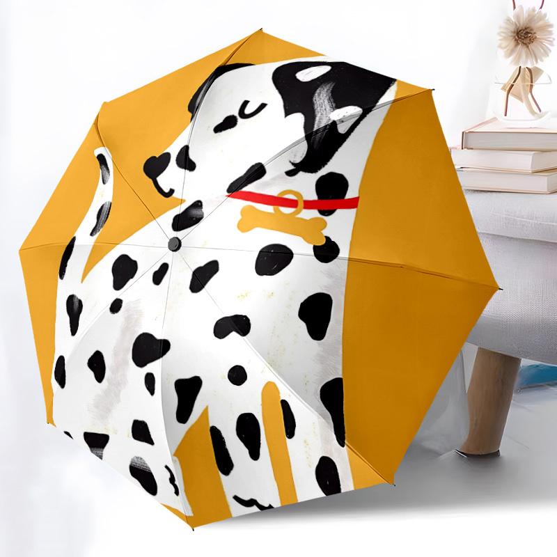 1pc Dalmatian Automatic Open/Close Umbrella - Compact Travel Umbrella with 8-Rib Durable Frame, Lightweight & Portable Design z14