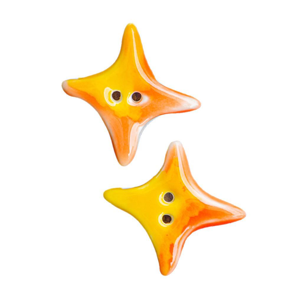 Square Star Ceramic Buttons - Handmade Designer Clothing Accessories