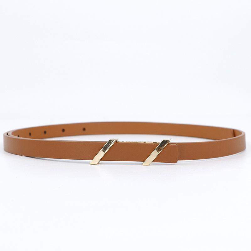 

Mary First-layer cowhide metal head lightning belt buckle genuine leather thin belt belt 120cm