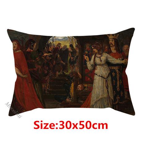 Euro Vintage Oil Painting Sofa Decoration Pillow Case Old Society Story Pattern Cotton Linen Square Cushion Cover Almofadas