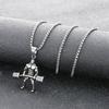 Fashionable Fitness Muscular Man Necklace Barbell Hip-Hop Style Retro Blackened Weightlifting Men's Pendant