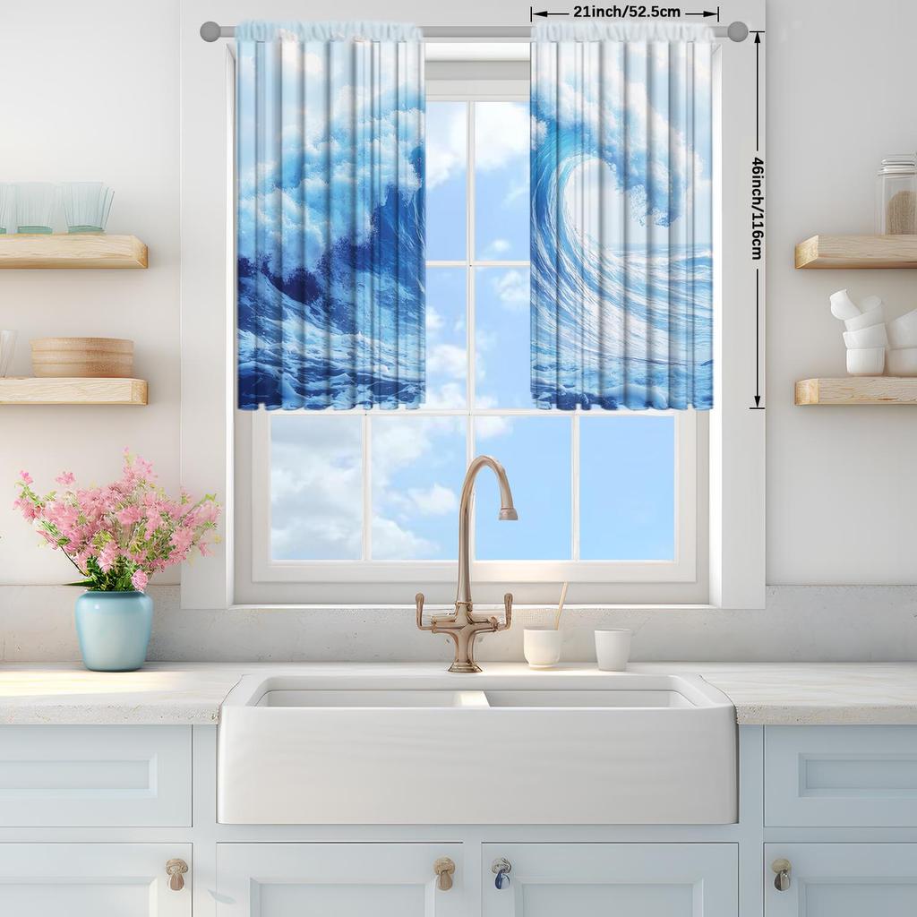 2-Panels Modern Minimalist Wave Diagram Curtains   Shade and Privacy Protection   Suitable for Decorating Various Rooms