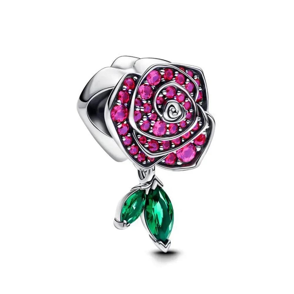 Multicolor Heart Rose Love Charms Beads Original Copper Fine Pendant Fit Diy Bracelet Necklace Boutique Couple Gift