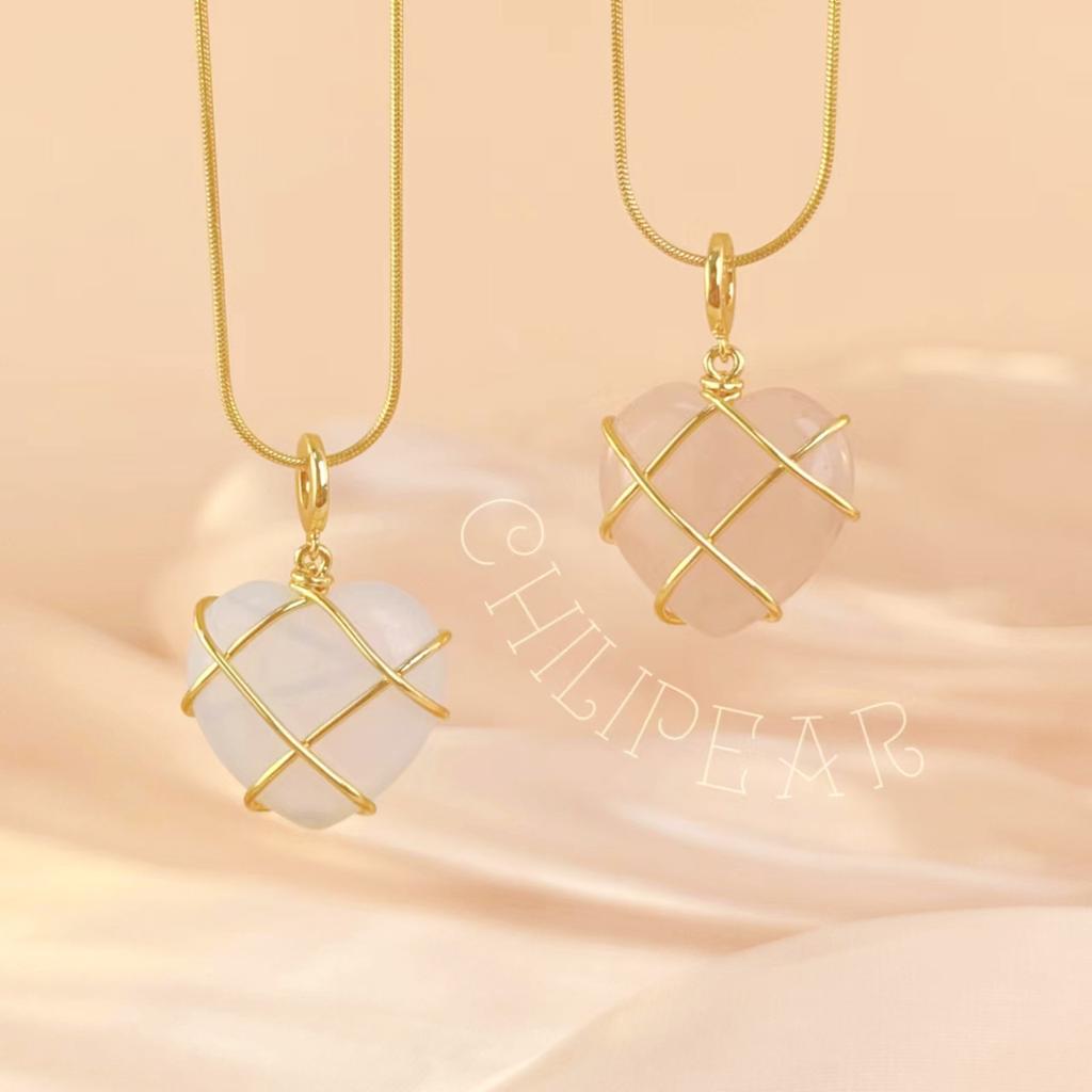 Princess Crystal Heartshaped Alloy Necklace For Girls Cute Barbiestyle Accessory Unique Ins Bff Gift Crystal Extended 45cm5cm