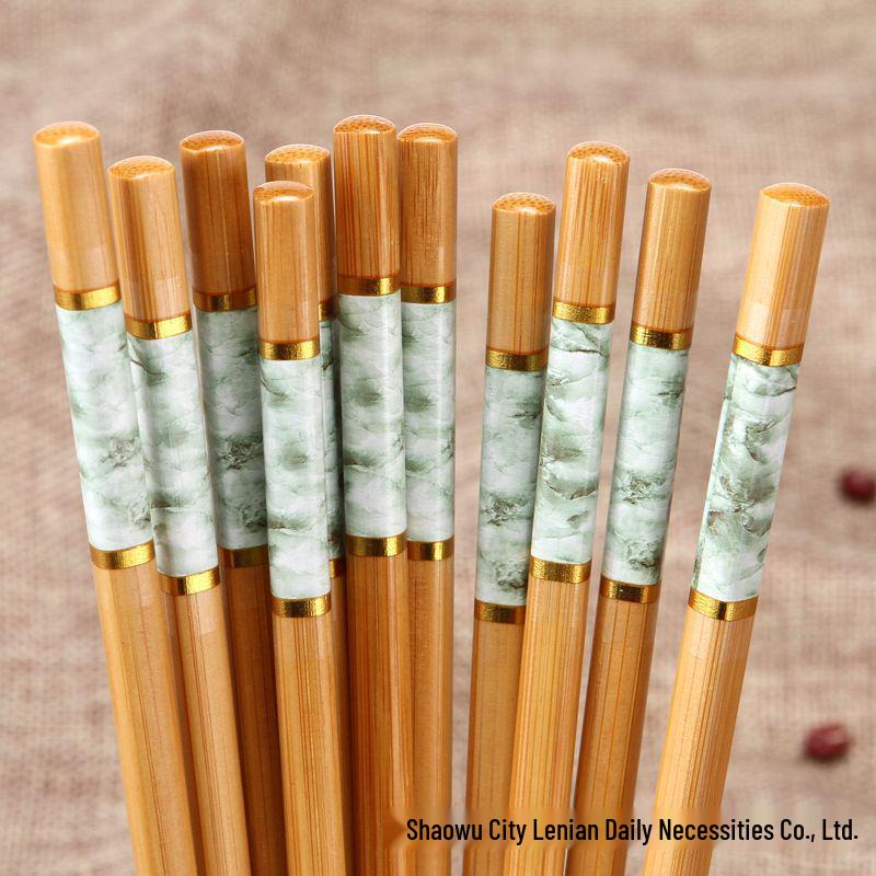 All-Platform Marble Print Mold-Proof Anti-Slip Five-Color Natural Nanmu Bamboo Chopsticks