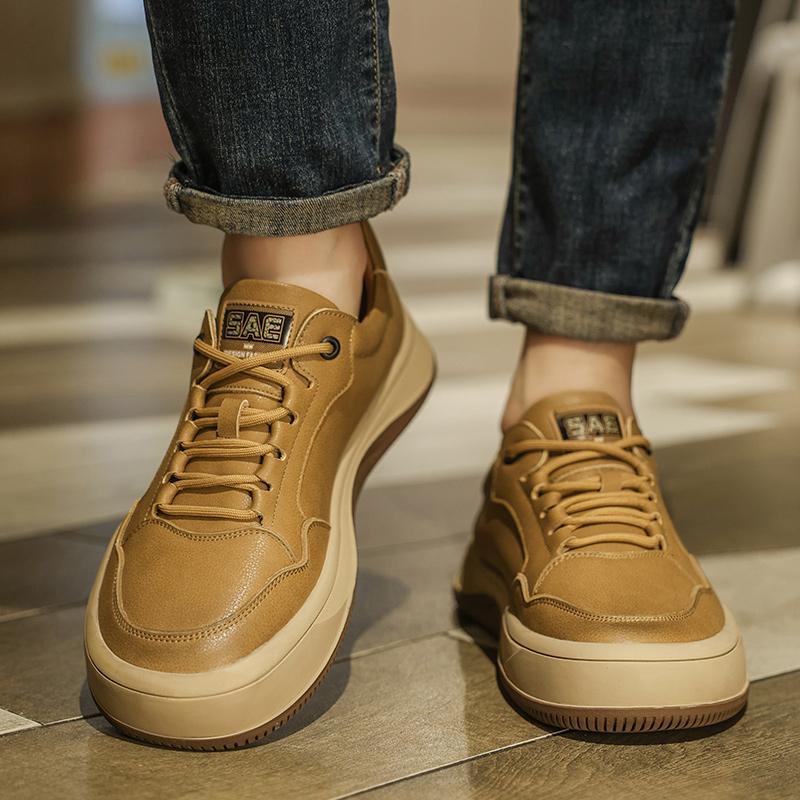 Pánské vysoce kvalitní kožené ležérní boty na jaro a podzim, módní a trendy pánská pohodlná outdoorová sportovní šněrovací obuv