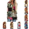 Women's Fashionable Casual Long-Sleeved Retro Print V-Neck Mid-Length Top