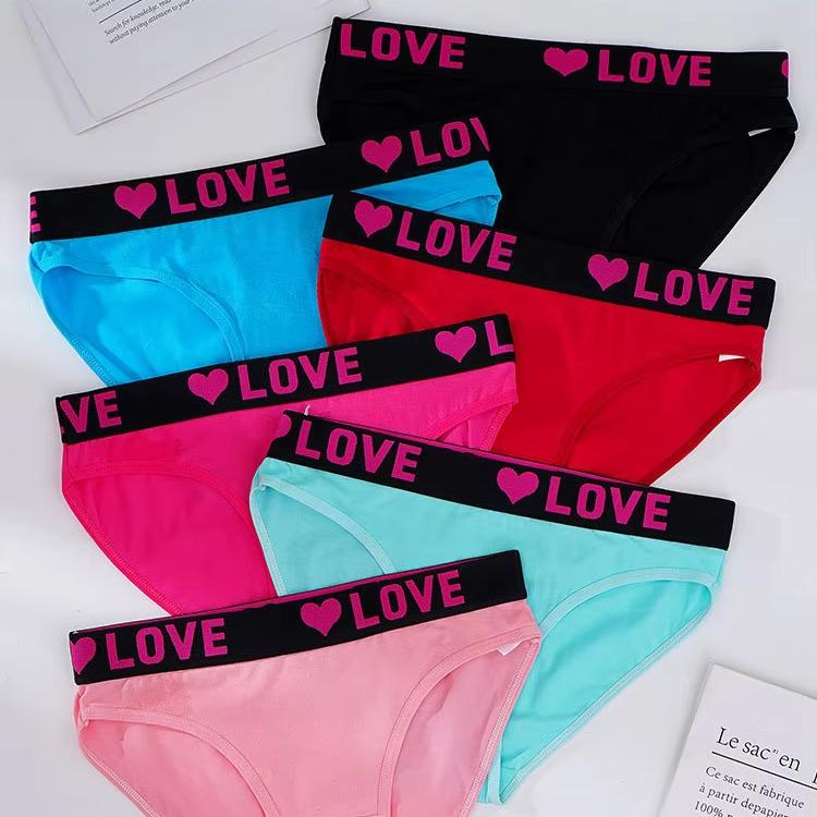 Mid-Rise Cotton Briefs for Young Women, 95% Cotton Knit Underwear with 100% Cotton Crotch,BreathableSolid & LetterPrintedPanties