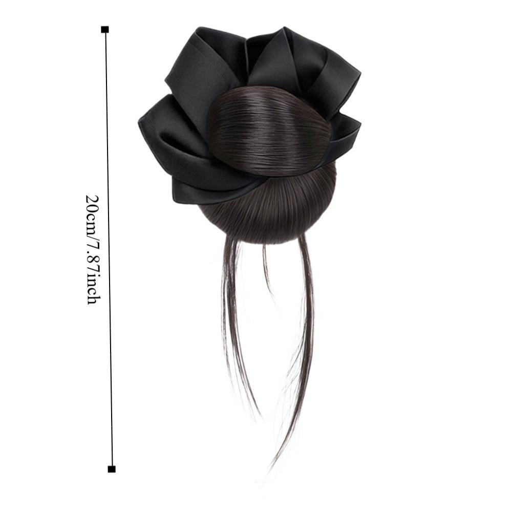 Scrunchie Flower Bun Head Wig Claw Clip Ball Head Wig Korean Style False Hair Pieces  Daily Use