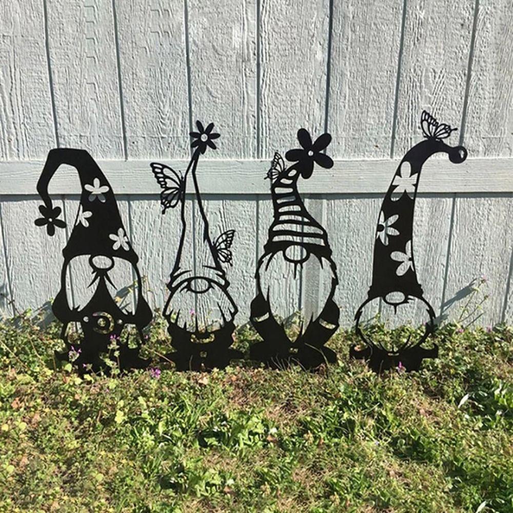 Acrylic Gnome Sign Branch Gnome Ground Sign Gnome Silhouette Garden Gnomes Stake Lawn