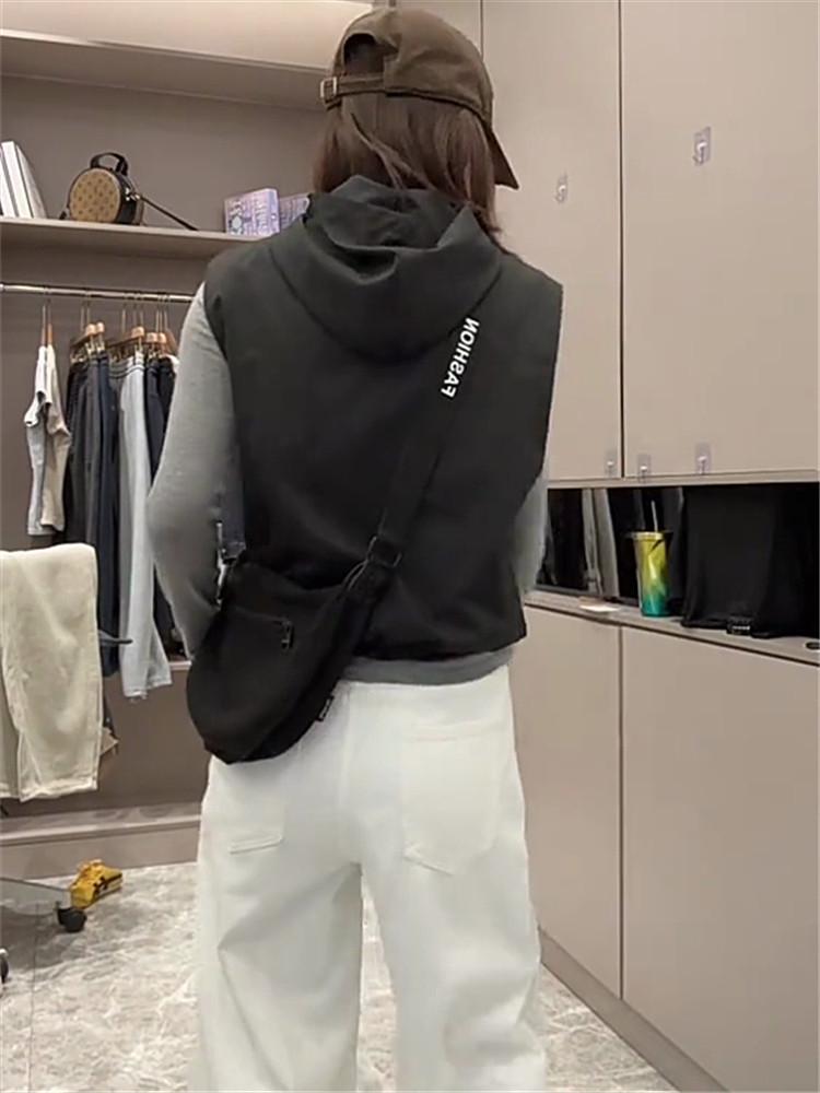 Dámská bezrukávová vesta s kapucí v evropském stylu - Jarní kolekce 2025