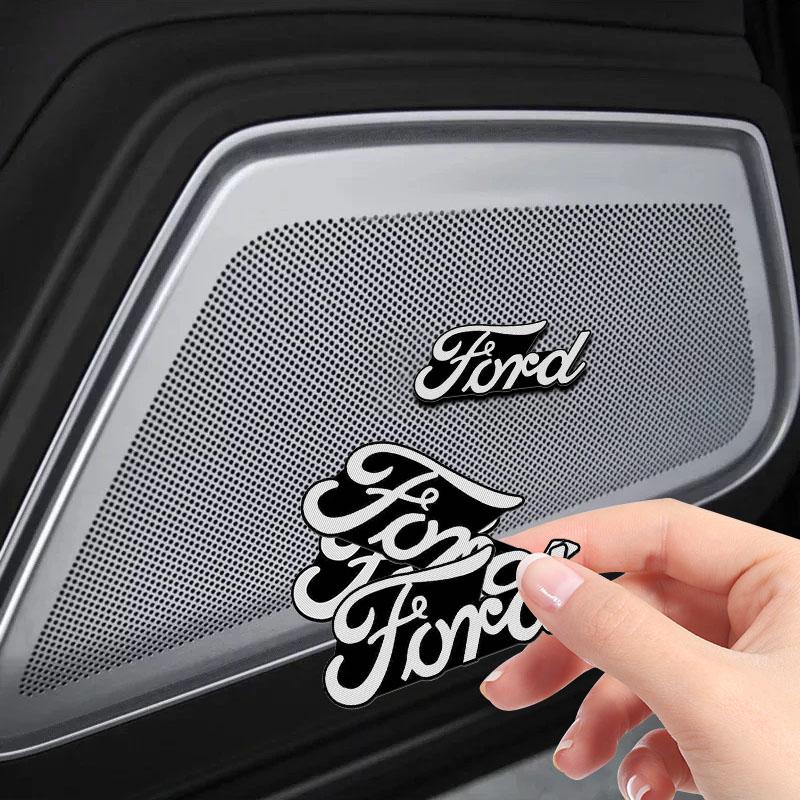 3D Bilstyling Klistermärke Aluminium Emblem Interiör Högtalare Ljud Badge För Ford Focus Mondeo Kuga Fiesta MK7 Escort Explorer Edge 2 4 MK2 MK4