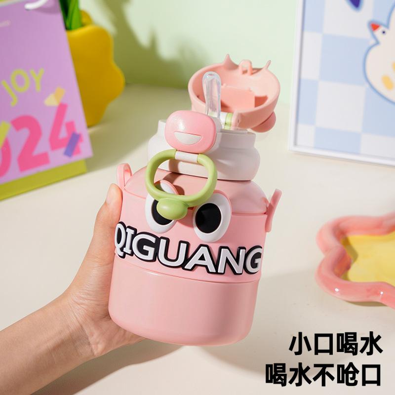 Children's Cartoon Stainless Steel Thermos Cup Straw Cup Student Large Capacity Portable Outdoor Gift Water Cup