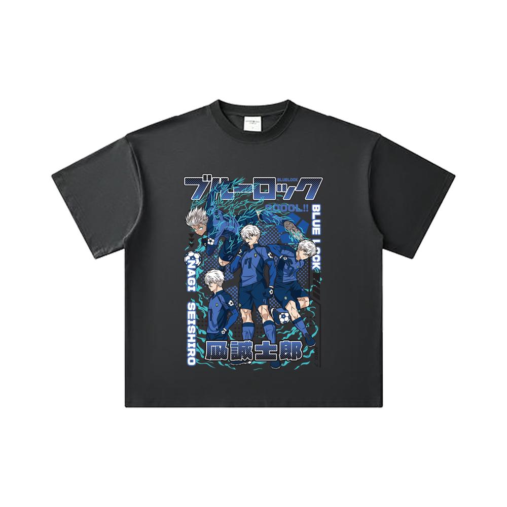 260 GSM Double Yarn 32 Count 100% Cotton Blue Lock V3 Print Unisex Heavy Cotton T Shirt