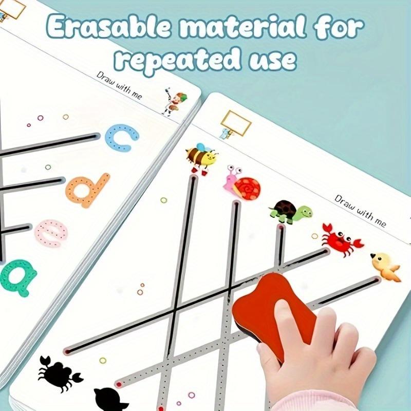 Preschool Handwriting Practice Book with 36 Reusable Pages for Fine Motor Skills and Writing Training