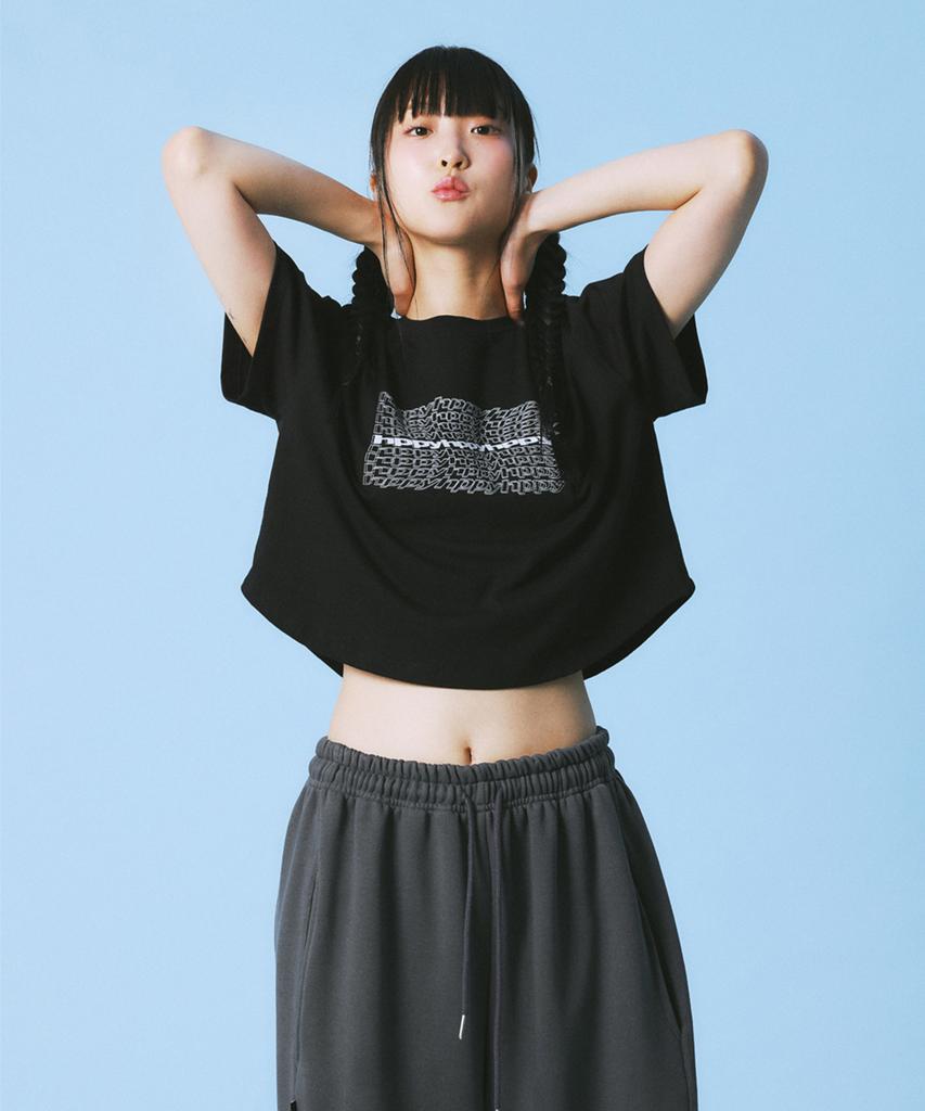 Eichipipiwai Cropped Wave Logo Tee - Black